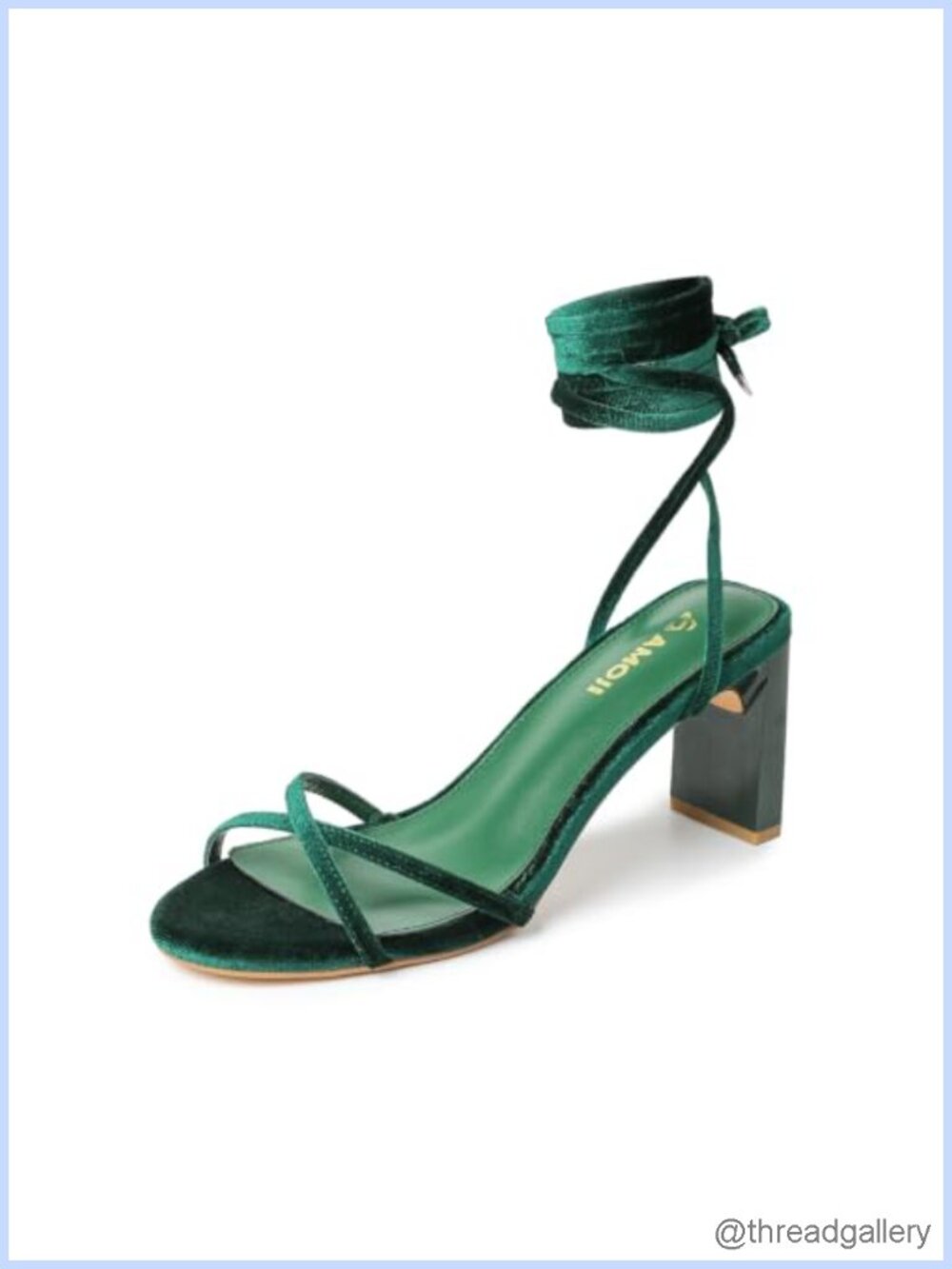 Women's 3 Inch Chunky Block Heel Strappy Sandals Lace Up Open Toe Faux Leather